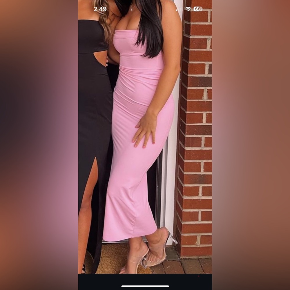 pink maxi bodycon tube dress worn once
